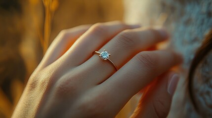 Golden Hour Engagement Ring: A Close-Up of a Sparkling Diamond