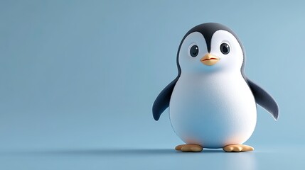 Obraz premium Adorable 3D Render of a Penguin Chick on a Light Blue Background