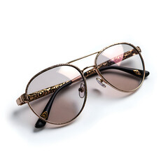 Stylish vintage sunglasses with elegant detailing on a white background, photograph of product photography concept.
