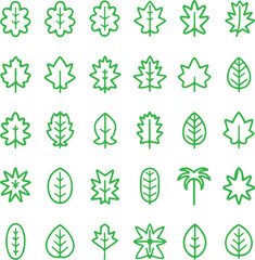 Obraz premium Green leaf leveal art icon set of vector on a white background