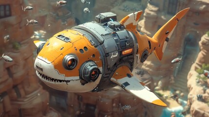 Futuristic Shark Submarine