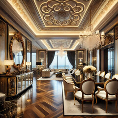 Fototapeta premium high-end, polished interiors with luxurious materials, sophisticated color schemes, and refined details