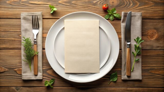 Menu card mockup on plate with blank spaces for food items, menu, card, mockup, plate, blank, food, design, restaurant