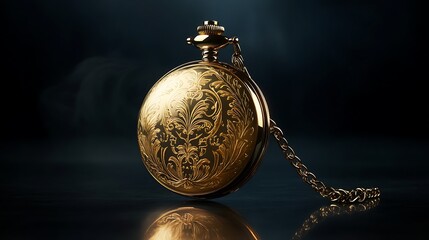 Elegant Gold Pocket Watch With Intricate Design