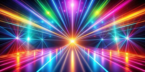 Naklejka premium Vibrant abstract background with neon rays and glowing lines, render, abstract, colorful, spectrum, bright, neon, rays