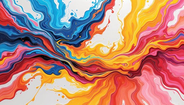 A vibrant and colorful abstract oil painting featuring thick and bold strokes of red, orange, yellow, green, blue, and purple hues creating a textured masterpiece.