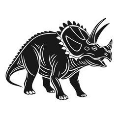 High-Quality Triceratops Silhouette Vector Isolated on Transparent Background