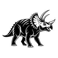 Triceratops Silhouette Vector Black Design with Transparent Background