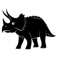 Triceratops Silhouette Vector Black Design with Transparent Background