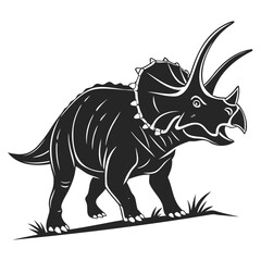 Triceratops Black Silhouette vector illustration isolated on a transparent background
