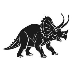 High-Quality Triceratops Silhouette Vector Isolated on Transparent Background