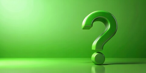 A green question mark symbolizing uncertainty and curiosity, question, mark, uncertainty, confusion, curiosity, concept