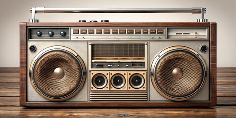 Vintage music player with a retro design and analog controls, retro, nostalgia, music, vintage, player, technology, sound