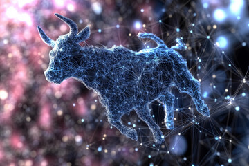 Obraz premium Bull market holographic business technology background