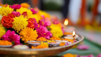 Flowers and Candles for a Religious Ceremony