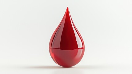 Obraz premium A 3D rendered red drop of liquid isolated on a plain white background for clarity.