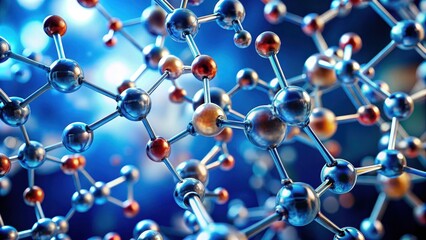 Obraz premium Close up of a complex molecule with multiple atoms, chemistry, science, molecular structure, close-up, macro, organic