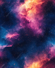Obraz premium Vibrant galaxy pattern with colorful nebulae and starry background