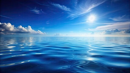 Obraz premium Deep blue water surface reflection, serene water scene, calm ocean, stillness