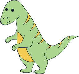 Dinosaurs Illustration in Flat Cartoon Design. Isolated Vector Character