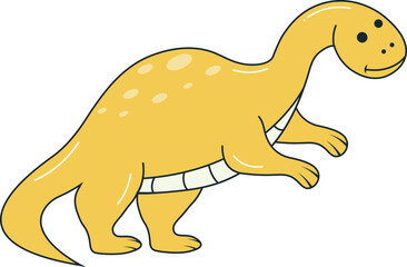 Dinosaurs Illustration in Flat Cartoon Design. Isolated Vector Character