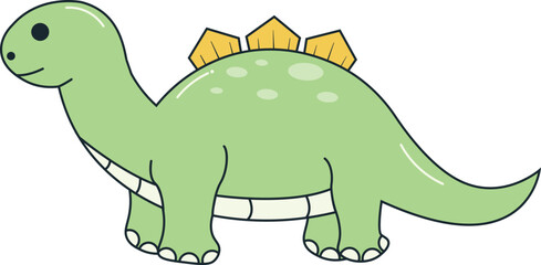 Dinosaurs Illustration in Flat Cartoon Design. Isolated Vector Character