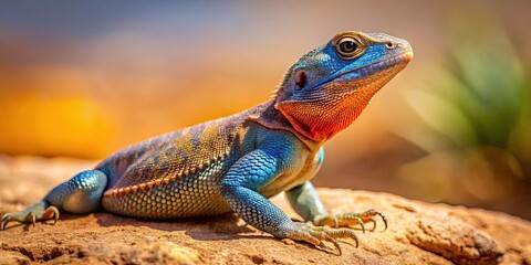 Obraz premium Steppe Agama Basking in the Sun, steeped in history, unique species, lizard, desert animal