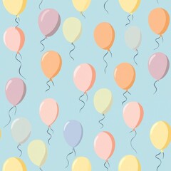 Seamless pattern of balloons in pastel shades
