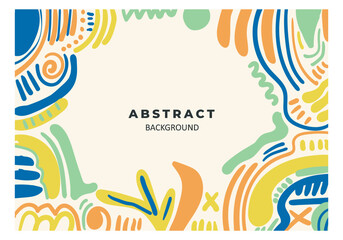 Doodle style background. Abstract freehand shapes, modern patterns, for printing. Poster, card design