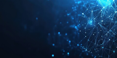Abstract Blue Network with Glowing Nodes and Lines