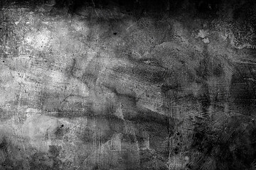 Grungy black and white background with detailed concrete texture, cracks, and brush-like patterns.