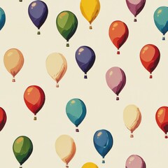 Seamless pattern of colorful party balloons floating in the air