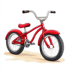 Fototapeta premium Red Children's Bicycle on Sand