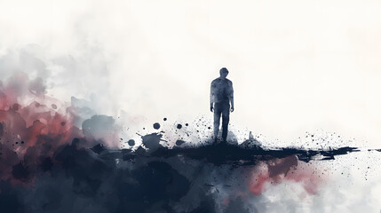 Fototapeta premium silhouette of a man watercolor