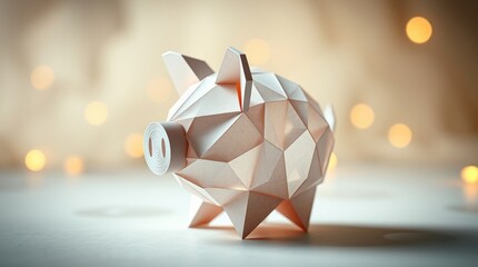 A geometric paper piggy bank symbolizing savings and financial management.