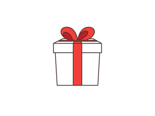 Gift box line icon with ribbon for celebration