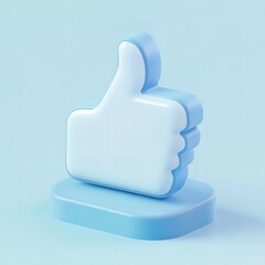 Blue and white thumbs up sign is shown on a blue background