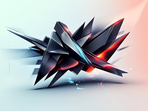 A complex futuristic logo design with a blend of sharp angles and soft curves creating a dynamic look