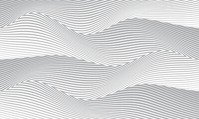 abstract simple grey big to small opposite line wave pattern art can be used background.