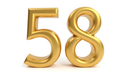 Obraz premium Golden Number 58: A 3D Rendering of Fifty-Eight in Gold