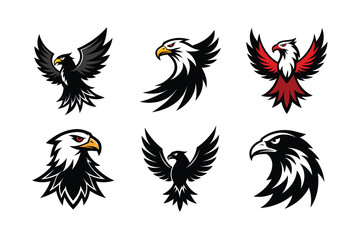 Eagle Icons Set – Vector and Stylized Eagle Symbols for Design Projects