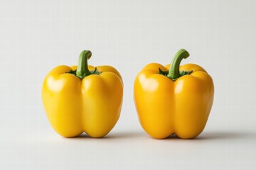Two Yellow Bell Peppers on White Background