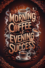 Coffee Motivational Quotes Poster for Success and Creativity