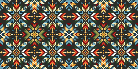 Tribal style seamless pattern with shapes