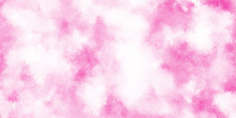 pink texture with clouds and grunge white stains, watercolor stain of pink paint with washes of watercolor, aquarelle paint paper textured canvas of pink soft color stains and splashes.