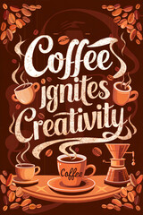 Coffee Motivational Quotes Poster for Success and Creativity