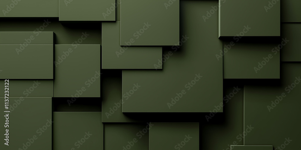 Poster abstract green cubes forming a modern background