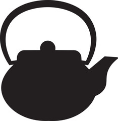 Teapot icon in flat style. Morning tea or coffee vector. Household kitchenware, breakfast mascot illustration. Kettle silhouette vector design graphic element isolated on transparent background.