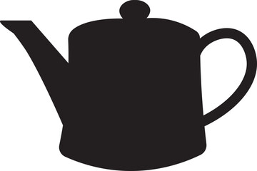 Teapot icon in flat style. Morning tea or coffee vector. Household kitchenware, breakfast mascot illustration. Kettle silhouette vector design graphic element isolated on transparent background.