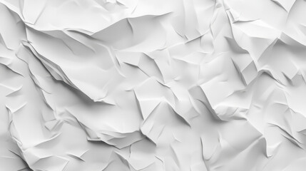 Fototapeta premium Crumpled white foil texture creates dynamic and abstract background, perfect for various design projects. intricate folds and shadows add depth and interest